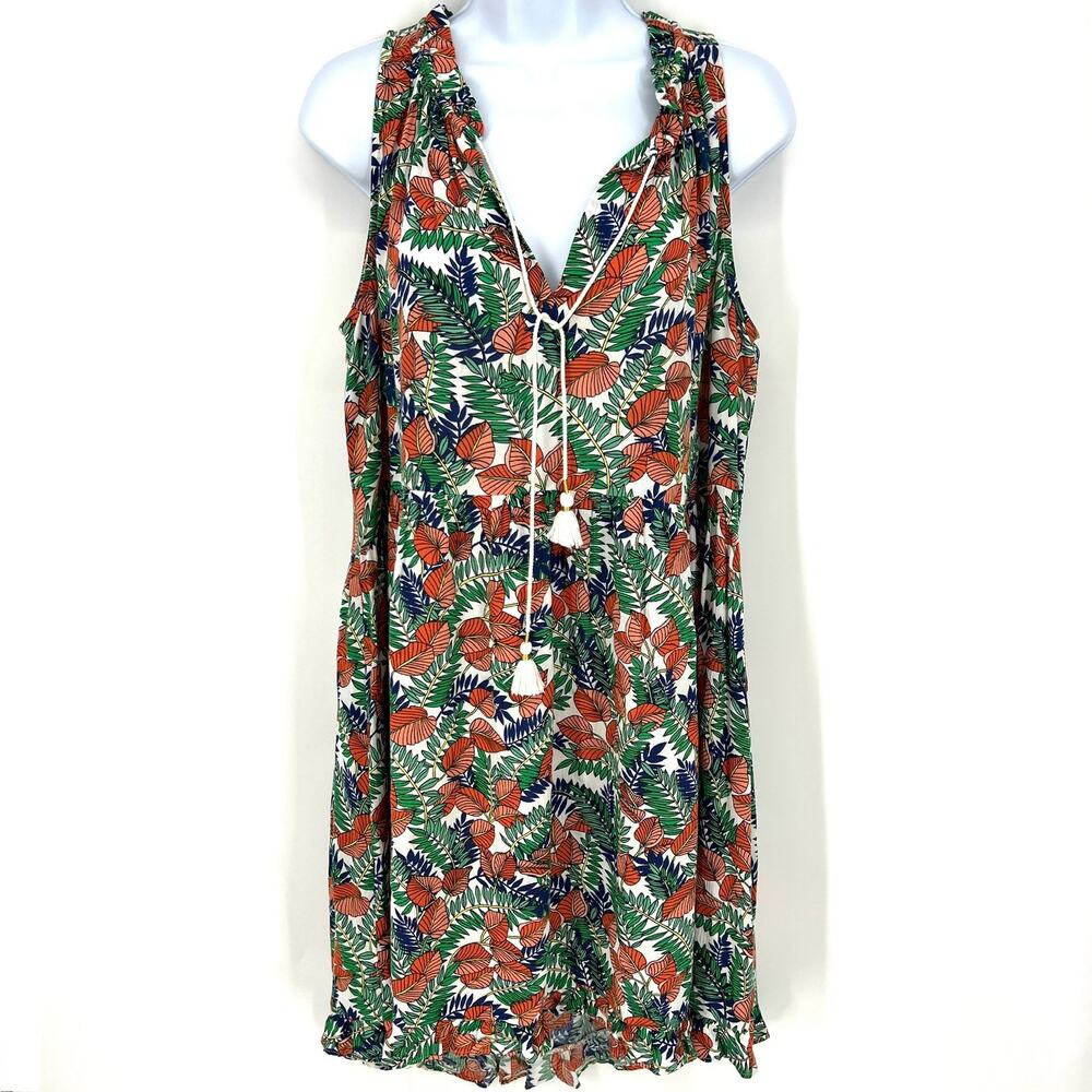 LOFT Beach Short Floral Dress Swim Lightweight Coverup Rayon Size M